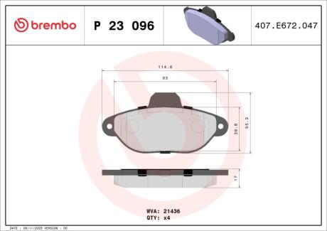 Гальмівні колодки дискові BREMBO P23 096