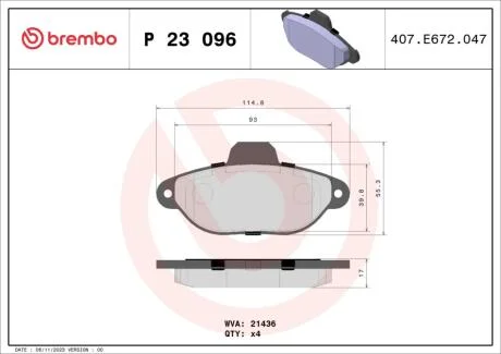 Гальмівні колодки дискові BREMBO P23 096