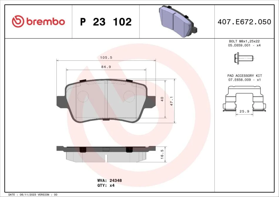 Гальмівні колодки дискові BREMBO P23 102 (фото 1)