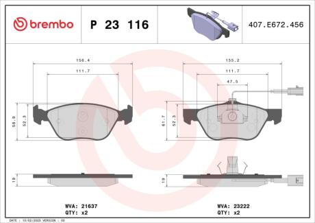 Гальмівні колодки дискові BREMBO P23 116