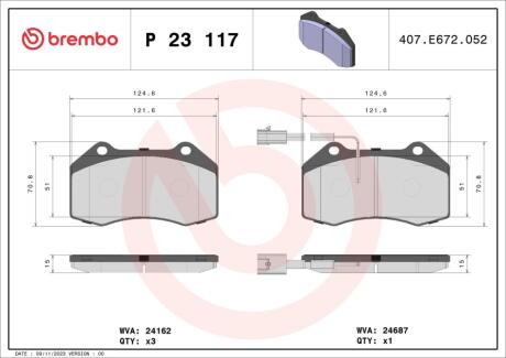 Гальмівні колодки дискові BREMBO P23 117