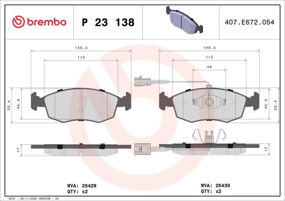 Гальмівні колодки дискові BREMBO P23 138 (фото 1)