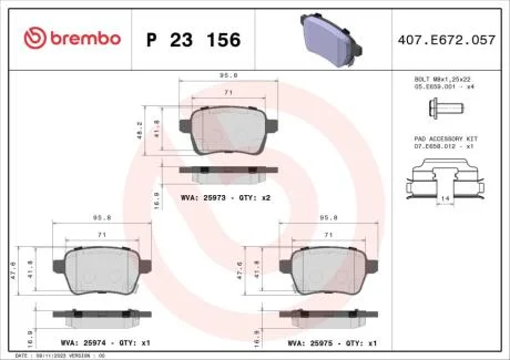 Гальмівні колодки дискові BREMBO P23 156