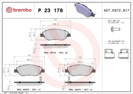 Гальмівні колодки дискові BREMBO P23 178