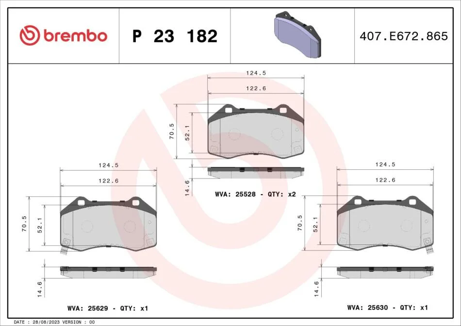 Гальмівні колодки дискові BREMBO P23 182 (фото 1)