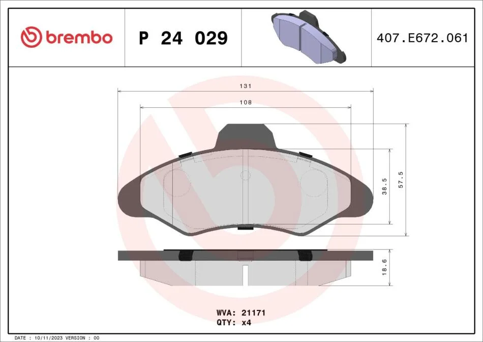 Гальмівні колодки дискові BREMBO P24 029 (фото 1)
