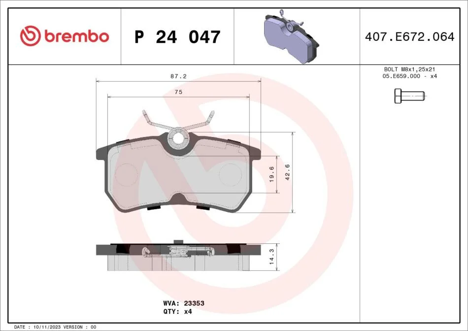 Гальмівні колодки дискові BREMBO P24 047 (фото 1)