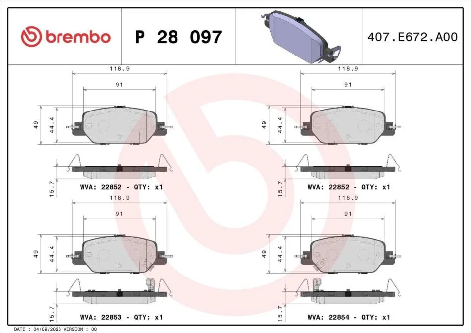 Гальмівні колодки дискові BREMBO P28 097 (фото 1)