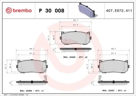 Гальмівні колодки дискові BREMBO P30 008