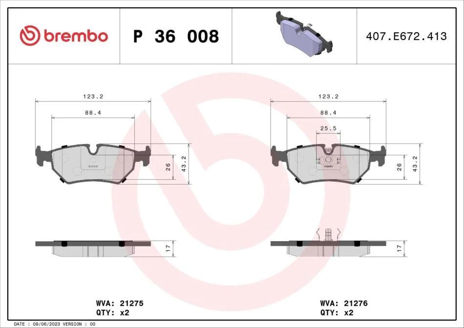 Гальмівні колодки дискові BREMBO P36 008 (фото 1)