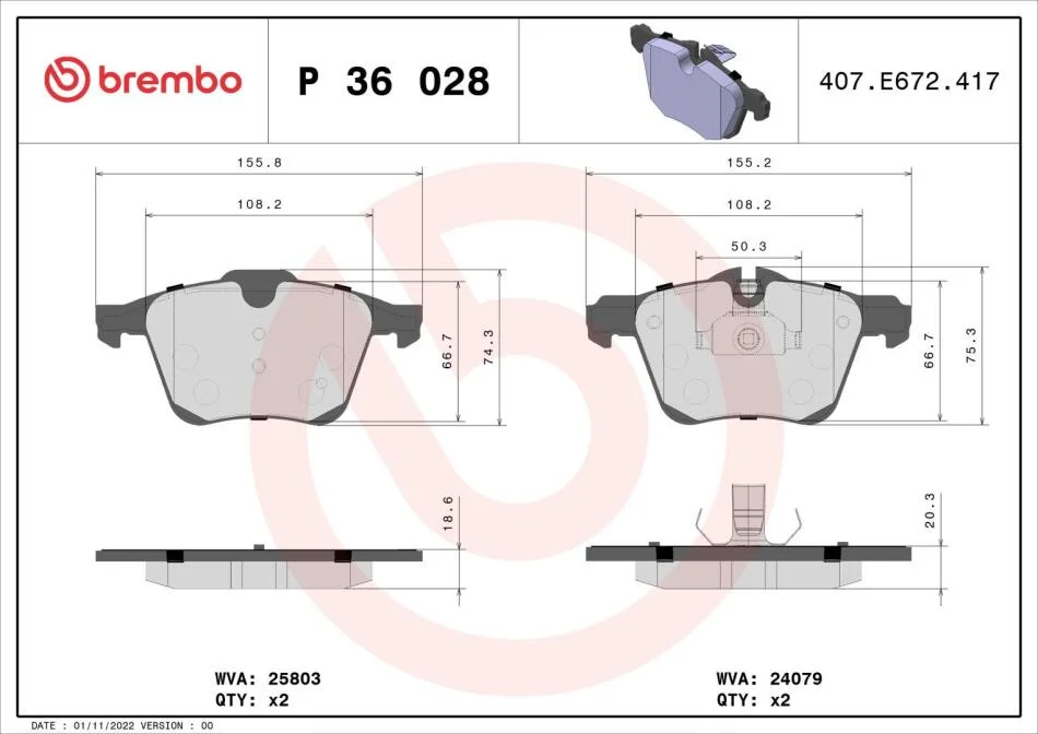Гальмівні колодки дискові BREMBO P36 028 (фото 1)