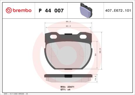 Гальмівні колодки дискові BREMBO P44 007