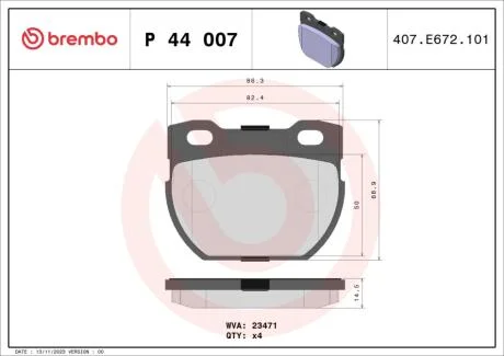 Гальмівні колодки дискові BREMBO P44 007