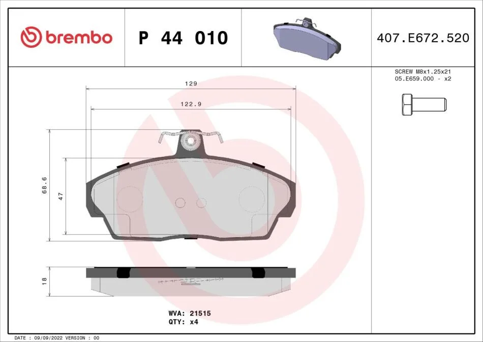 Гальмівні колодки дискові BREMBO P44 010 (фото 1)