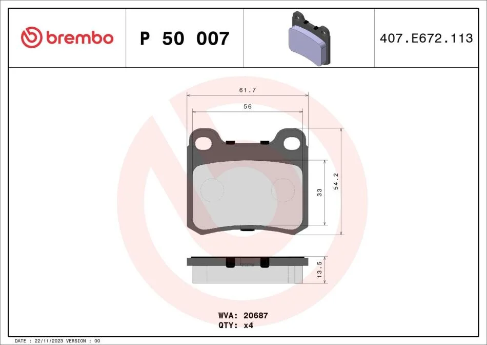 Гальмівні колодки дискові BREMBO P50 007 (фото 1)