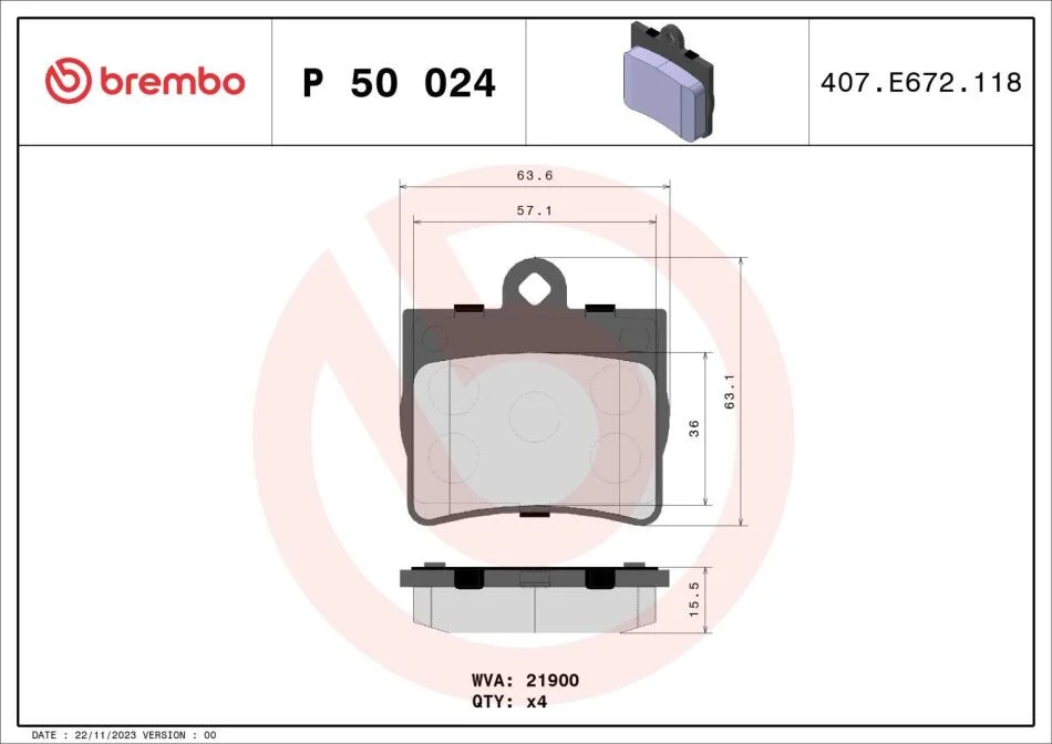 Гальмівні колодки дискові BREMBO P50 024 (фото 1)
