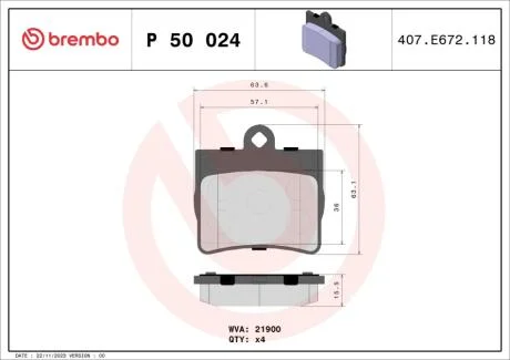 Гальмівні колодки дискові BREMBO P50 024