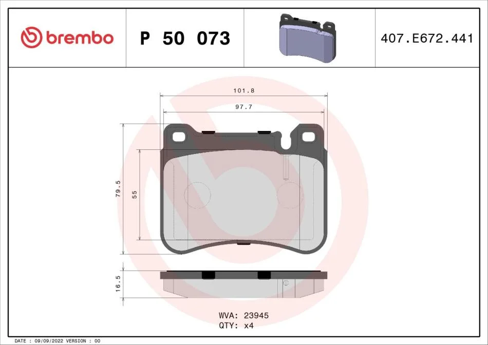 Гальмівні колодки дискові BREMBO P50 073 (фото 1)