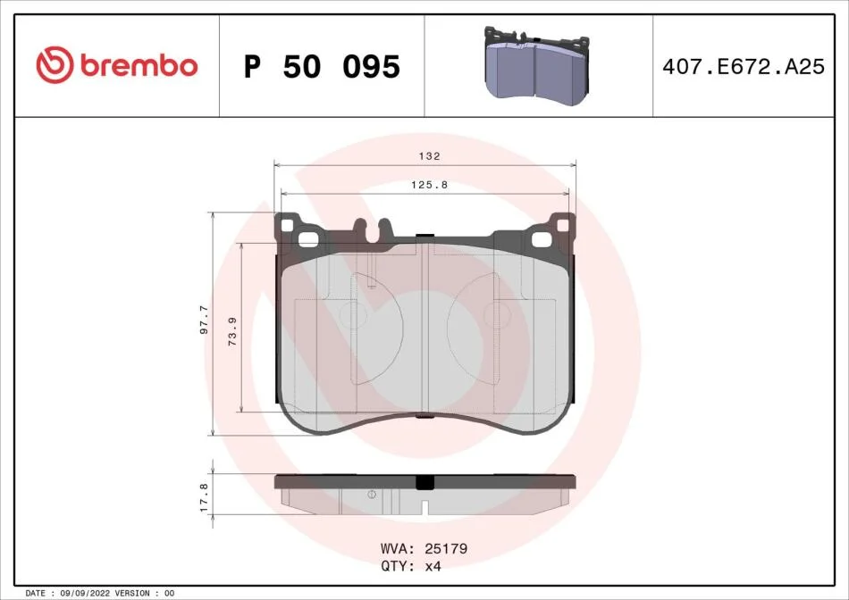 Гальмівні колодки дискові BREMBO P50 095 (фото 1)