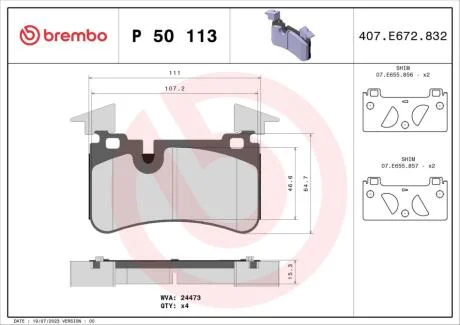 Гальмівні колодки дискові BREMBO P50 113