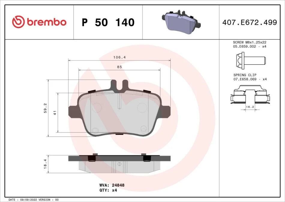 Гальмівні колодки дискові BREMBO P50 140 (фото 1)