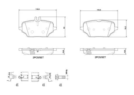 Гальмівні колодки дискові BREMBO P50 162