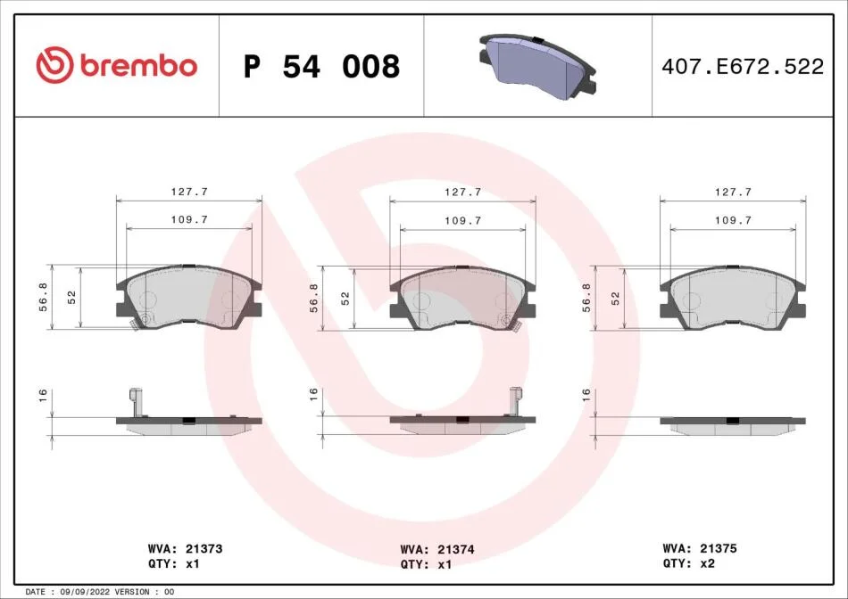 Гальмівні колодки дискові BREMBO P54 008 (фото 1)