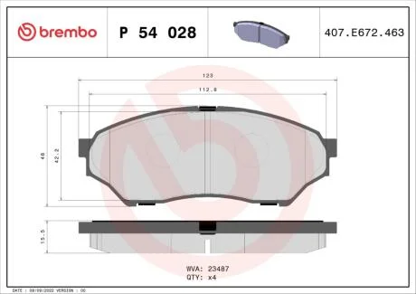Гальмівні колодки дискові BREMBO P54 028