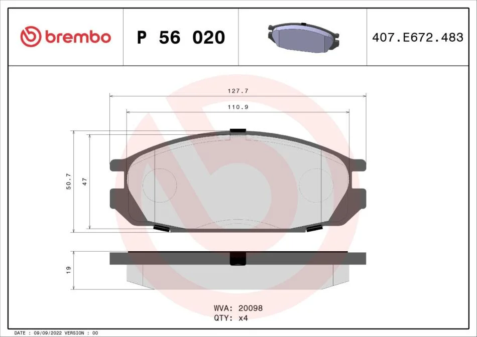 Гальмівні колодки дискові BREMBO P56 020 (фото 1)