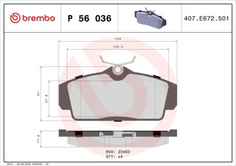 Гальмівні колодки дискові BREMBO P56 036