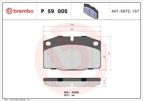 Гальмівні колодки дискові BREMBO P59 005