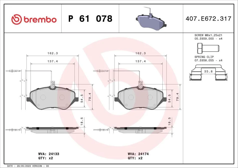 Гальмівні колодки дискові BREMBO P61 078 (фото 1)