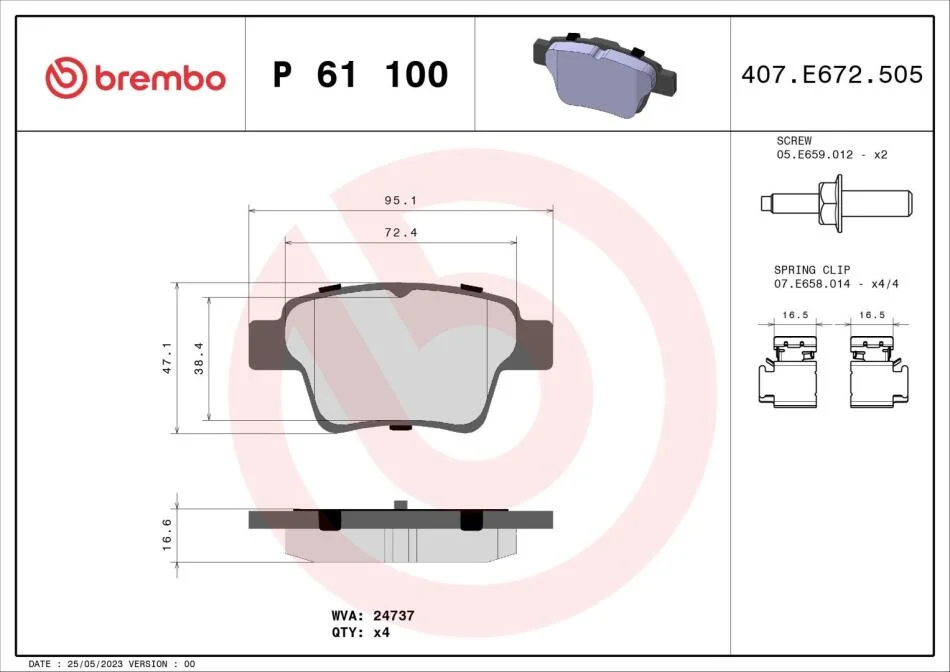 Гальмівні колодки дискові BREMBO P61 100 (фото 1)