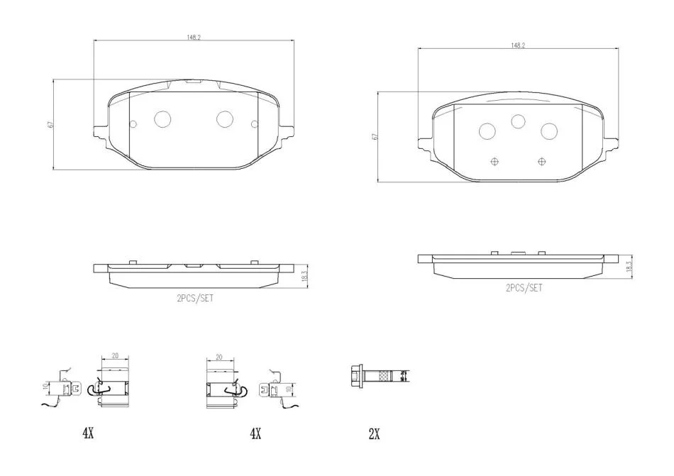 Комплект гальмівних колодок з 4 шт. дисків BREMBO P61 142 (фото 1)