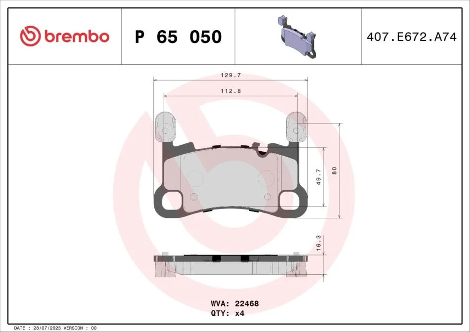 Гальмівні колодки дискові BREMBO P65 050 (фото 1)
