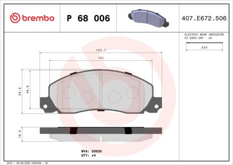 Гальмівні колодки дискові BREMBO P68 006