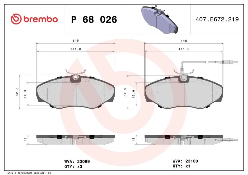 Гальмівні колодки дискові BREMBO P68 026 (фото 1)