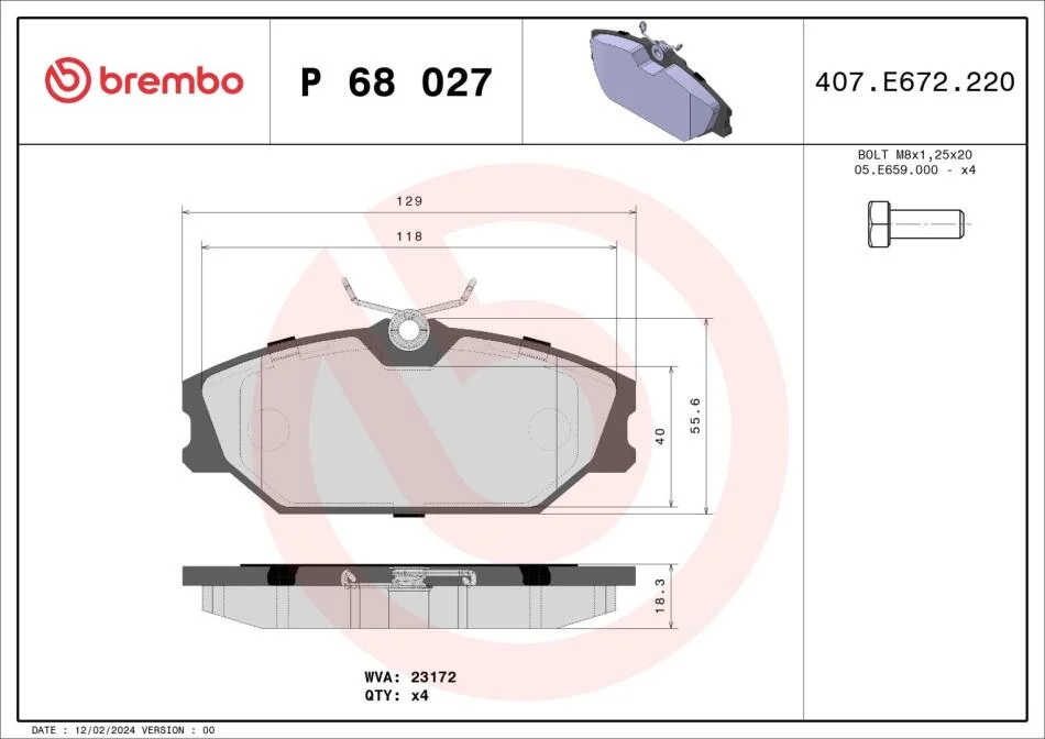 Гальмівні колодки дискові BREMBO P68 027 (фото 1)