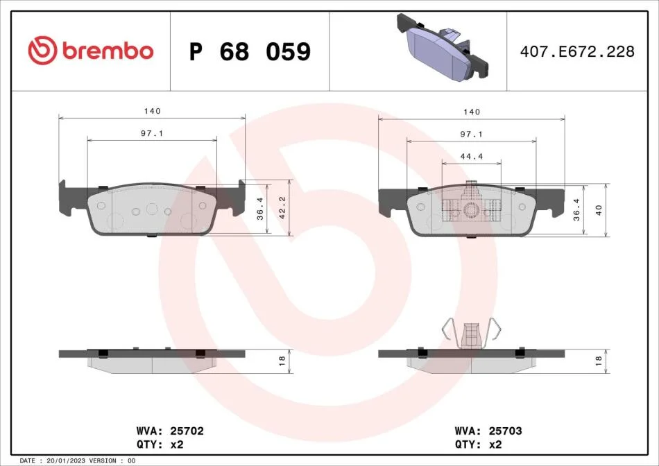 Гальмівні колодки дискові BREMBO P68 059X (фото 1)
