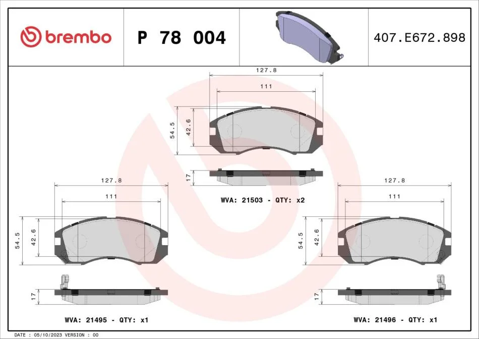 Гальмівні колодки дискові BREMBO P78 004 (фото 1)