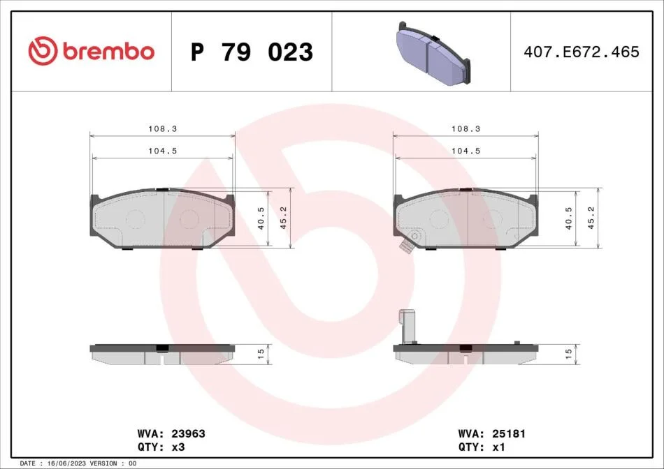 Гальмівні колодки дискові BREMBO P79 023 (фото 1)