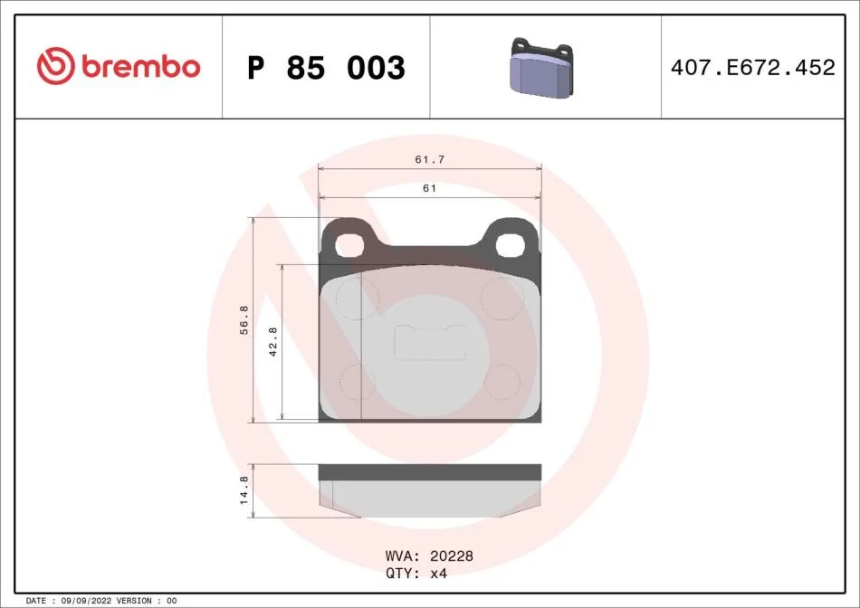 Гальмівні колодки дискові BREMBO P85 003 (фото 1)