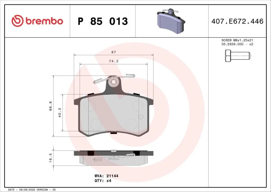 Гальмівні колодки дискові BREMBO P85 013 (фото 1)