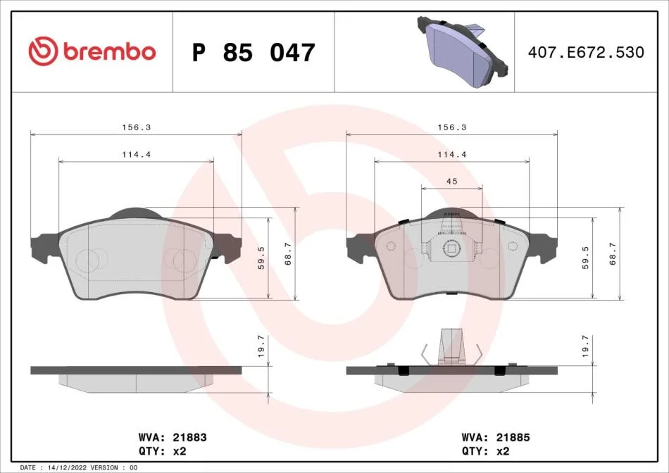 Гальмівні колодки дискові BREMBO P85 047 (фото 1)