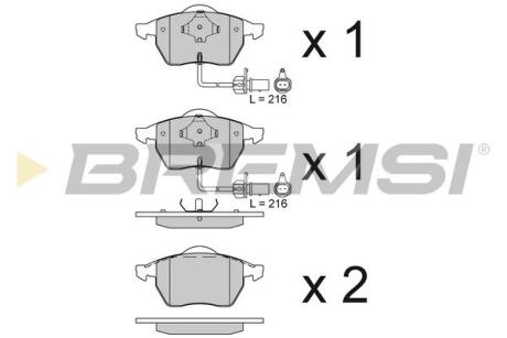 Комплект гальмівних накладок, дискове гальмо BREMSI BP2816