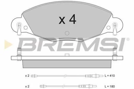 Комплект гальмівних накладок, дискове гальмо BREMSI BP2937