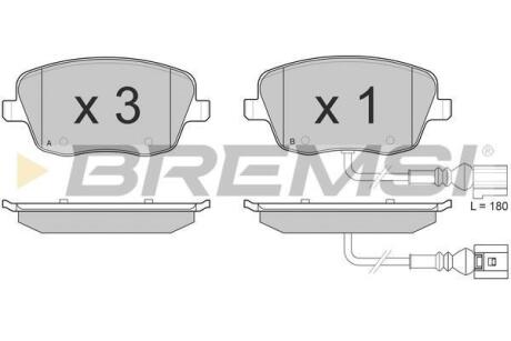 Комплект гальмівних накладок, дискове гальмо BREMSI BP3013