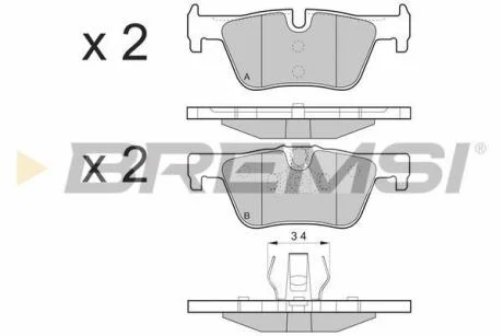 Комплект гальмівних накладок, дискове гальмо BREMSI BP3494