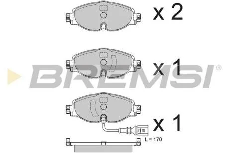 Комплект гальмівних накладок, дискове гальмо BREMSI BP3782
