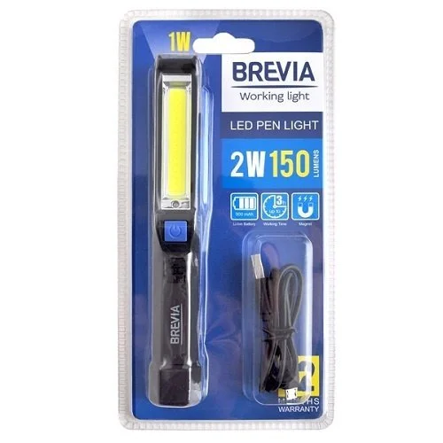 Brevia LED Pen Light 2W COB+1W LED 150lm, 900mAh, microUSB, блістер BREVIA 11220 (фото 1)